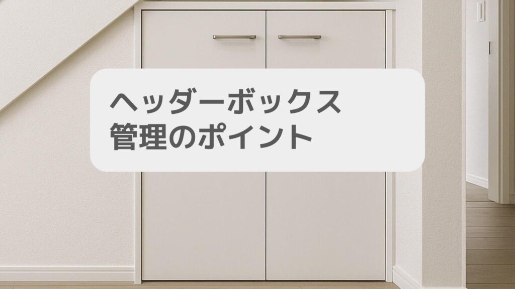 一条工務店 ヘッダーボックス管理のポイント